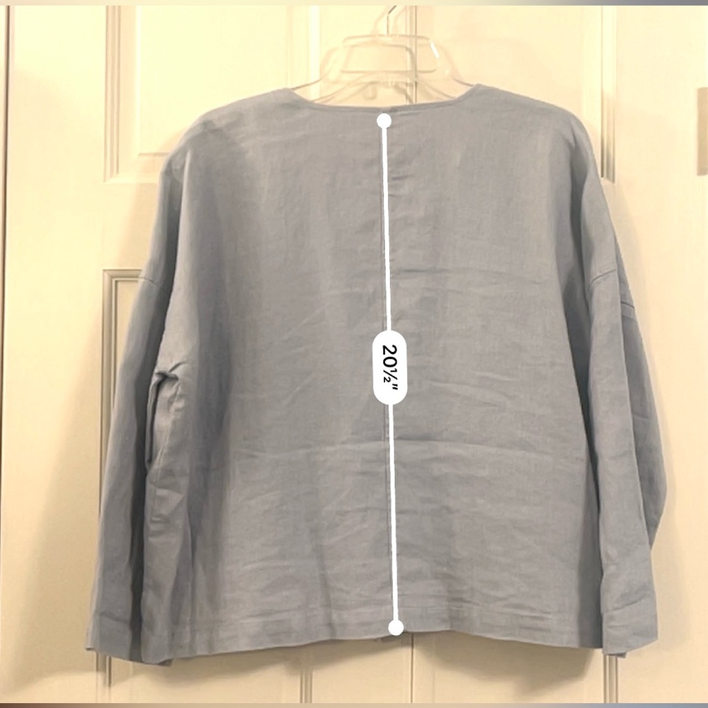 Eileen Fisher Light Blue Linen Kimono Jacket - Size Petite Medium - Picture 5 of 8